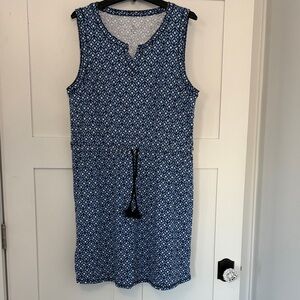 Talbots Blue and White Geometric Midi Dress